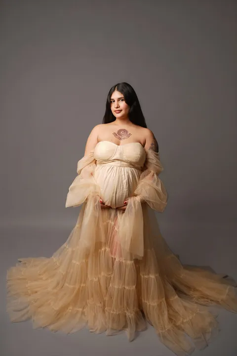 Vestido champán de tul