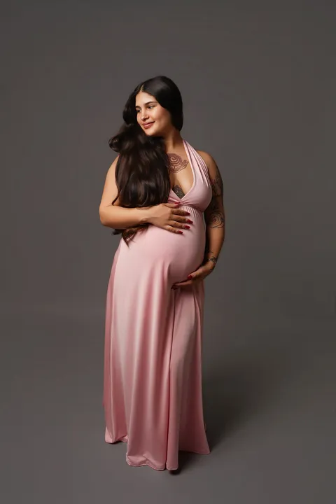 Vestido rosa de satén